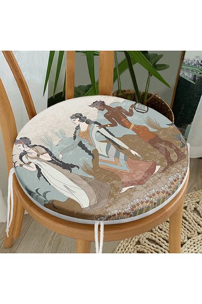 Realhomes Cretan Civilization With Minoan Motif Modern Round Zippered Chair Cushion