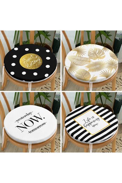 Realhomes Набір з 4 сучасних круглих стільців з блискавкою та золотим тисненням