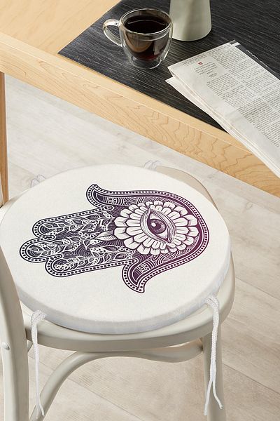 Realhomes Fâtımâ's Hand Special Design Digital Printed Modern Round Zippered Chair Cushion