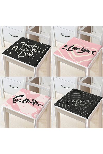 Realhomes 4-Piece Valentine's Day Concept Special Design Modern Combination Zippered Chair Cushion Set