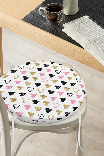 Realhomes Valentine's Day Themed Special Design Digital Printed Modern Round Zippered Chair Cushion