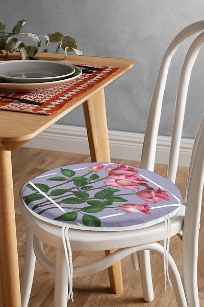 Realhomes Special Design Rose Design Digital Printed Modern Round Zippered Chair Cushion