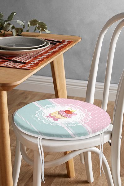 Realhomes Cup Cake Digital Printed Round Zippered Chair Cushion