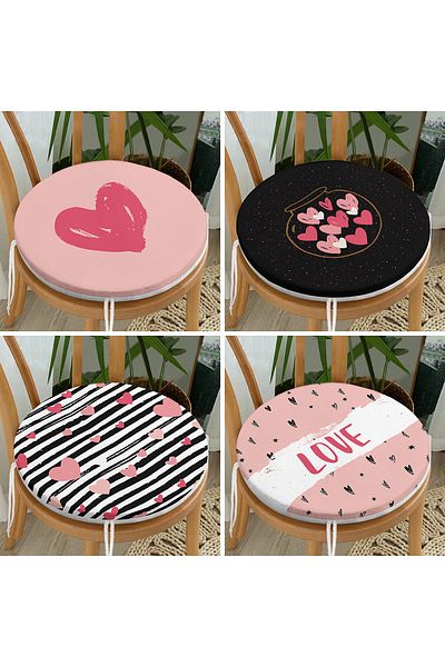 Realhomes 4-Piece Valentine's Day Concept Special Design Modern Combination Round Zipper Chair Cushion Set