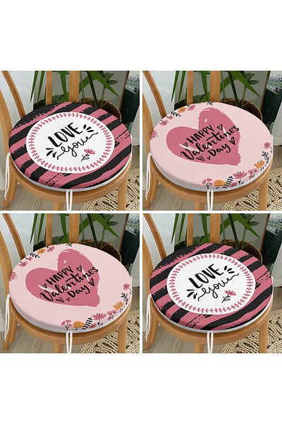 Realhomes 4-Piece Valentine's Day Concept Special Design Modern Combination Round Zipper Chair Cushion Set