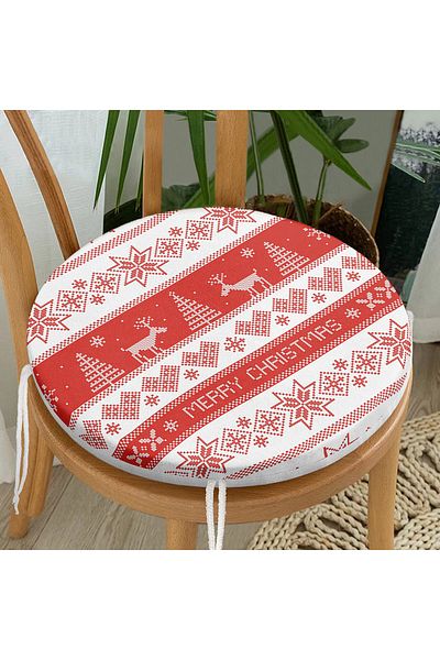 Realhomes New Year's Motif Specially Designed Digital Printed Modern Round Zippered Chair Cushion