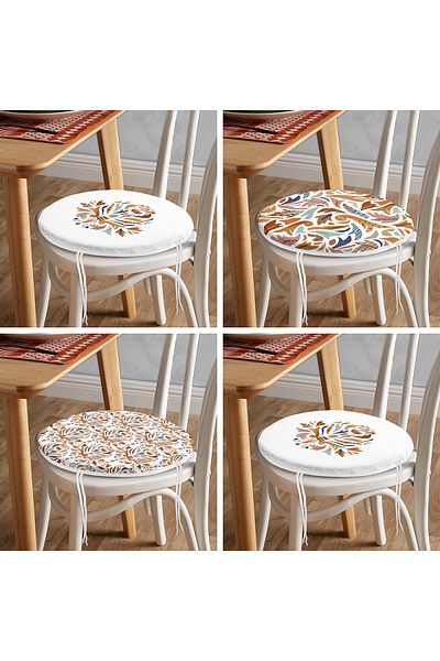 Realhomes 4-Piece Minimal Designed Modern Round Zippered Chair Cushion Set