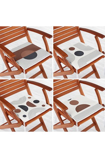 Realhomes Set of 4 Special Design Scandinavian Motif Digital Printed Modern Zippered Chair Cushions