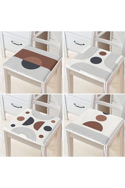 Realhomes Set of 4 Special Design Scandinavian Motif Digital Printed Modern Zippered Chair Cushions