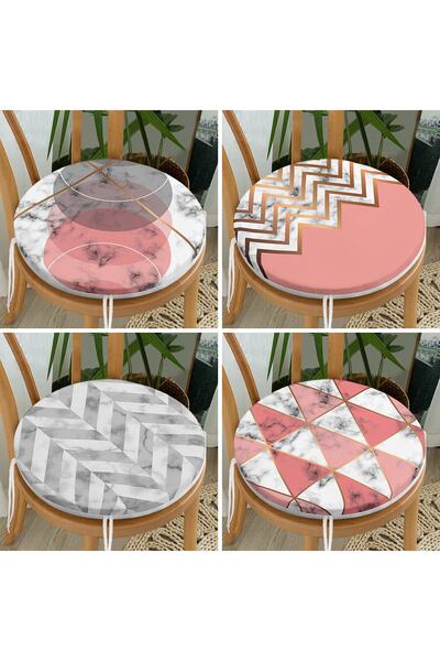 Realhomes Набір з 4 декоративних круглих подушок для стільців з цифровим прин...