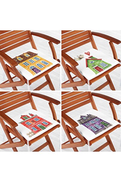 Realhomes Набір з 4 кольорових стільців із цифровим принтом та сучасними блис...