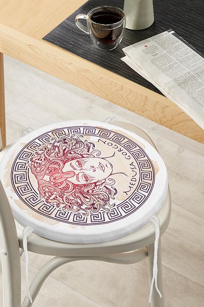 Realhomes Medusa Gorgon Special Design Digital Printed Round Zippered Chair Cushion