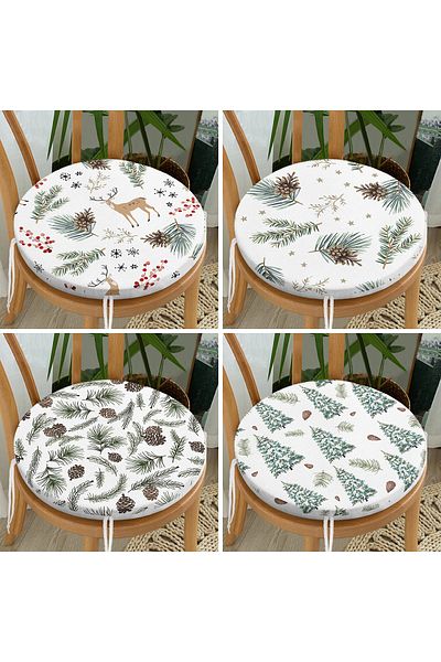 Realhomes 4-Piece Modern Round Zippered Chair Cushion Set with Cone Pattern on White Background