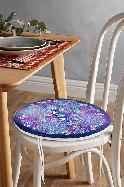 Realhomes Sky Themed Colorful Eye Patterned Special Design Round Zippered Chair Cushion