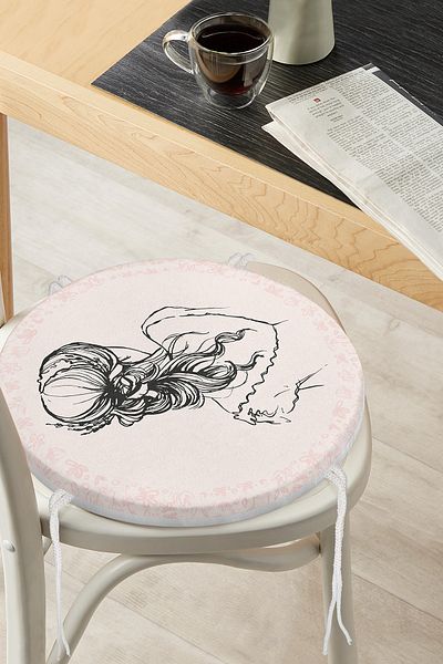 Realhomes Fashion Girl Figured Digital Printed Round Zippered Chair Cushion