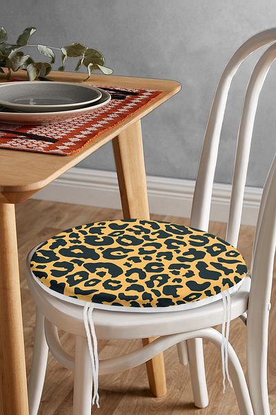 Realhomes Digital Printed Modern Round Zippered Chair Cushion with Geometric Patterns on Colorful Floor