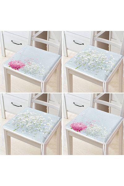 Realhomes 4-Piece Daisy Designed Modern Zippered Chair Cushion Set