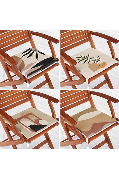 Realhomes 4-Piece Soft Bohemian Design Digital Printed Zippered Chair Cushion Set