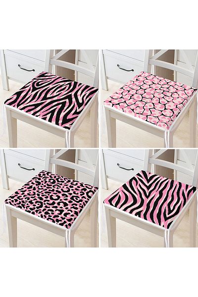 Realhomes 4-Piece Colorful Zebra Patterned Modern Zippered Chair Cushion Set on the Floor