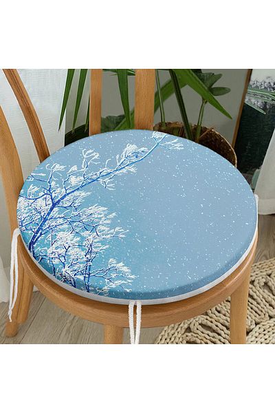 Realhomes Sky Themed Tree Motif Round Zippered Chair Cushion