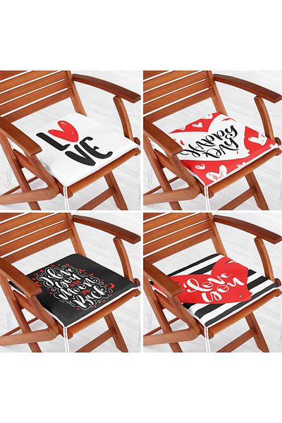 Realhomes 4-Piece Valentine's Day Concept Special Design Modern Combination Zippered Chair Cushion Set