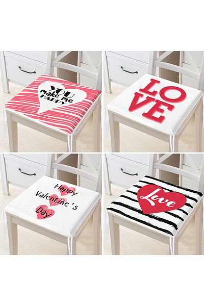 Realhomes 4-Piece Valentine's Day Concept Special Design Modern Combination Zippered Chair Cushion Set