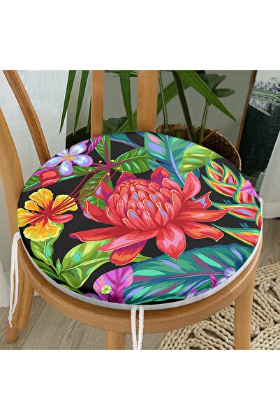 Realhomes Сучасна кругла подушка для стільця з цифровим принтом у вигляді лис...