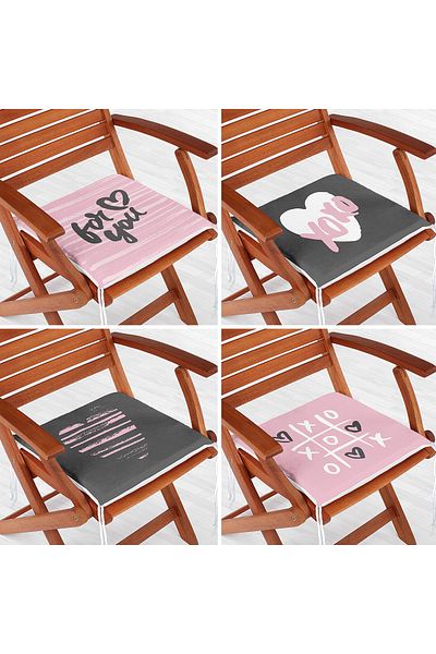 Realhomes 4-Piece Valentine's Day Concept Special Design Modern Combination Zippered Chair Cushion Set