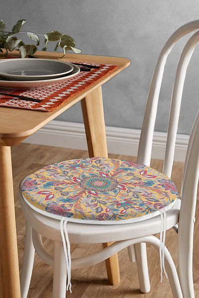 Realhomes Ethnic Motif Digital Printed Modern Round Zippered Chair Cushion