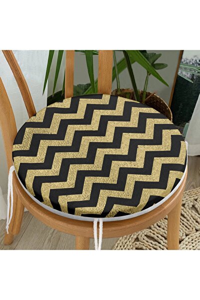 Realhomes Сучасна кругла подушка для стільця з цифровим принтом у вигляді зол...