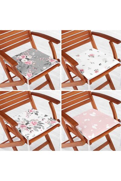 Realhomes Набір з 4 сучасних стільців з блискавкою та мотивом троянд