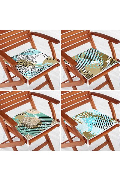 Realhomes 4-Piece Modern Zippered Chair Cushion Set with Colorful Polka Dot Pattern on White Background