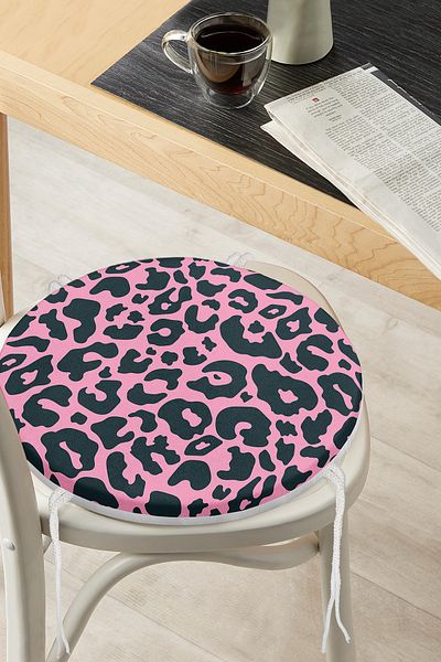 Realhomes Digital Printed Modern Round Zippered Chair Cushion with Geometric Patterns on Colorful Floor