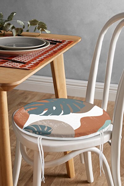 Realhomes Кольоровий фон з малюнком тропічного листя, цифровий принт, кругла ...