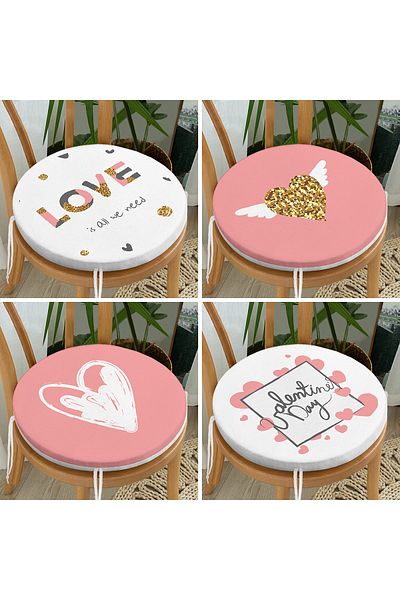 Realhomes 4-Piece Valentine's Day Concept Special Design Modern Combination Round Zipper Chair Cushion Set