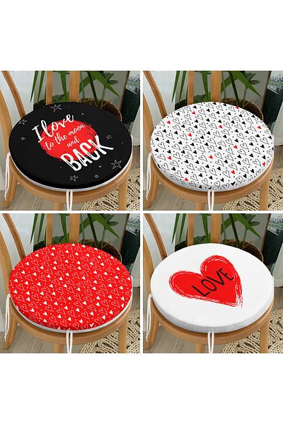 Realhomes 4-Piece Valentine's Day Concept Special Design Modern Combination Round Zipper Chair Cushion Set