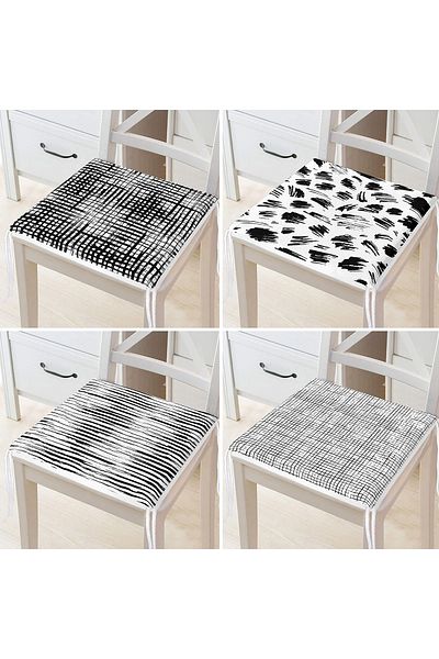 Realhomes 4-Piece Geometric Shape Designed Modern Digital Printed Zippered Chair Cushion Set
