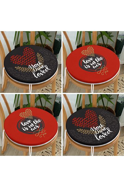 Realhomes 4-Piece Valentine's Day Concept Special Design Modern Combination Round Zipper Chair Cushion Set