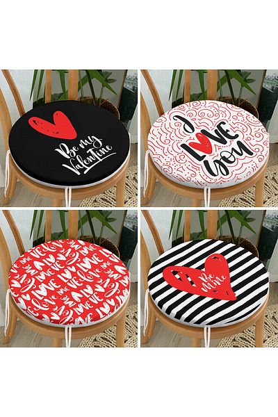 Realhomes 4-Piece Valentine's Day Concept Special Design Modern Combination Round Zipper Chair Cushion Set