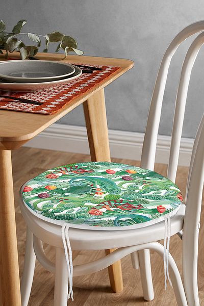 Realhomes Tropical Forest Design Digital Printed Round Zippered Chair Cushion