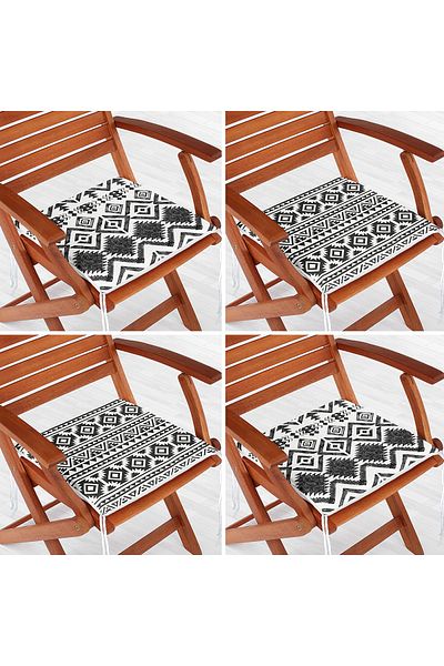 Realhomes Set of 4 Special Design Scandinavian Motif Digital Printed Modern Zippered Chair Cushions