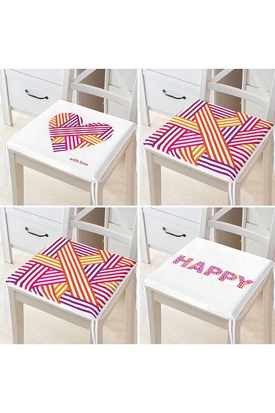 Realhomes 4-Piece Valentine's Day Concept Special Design Modern Combination Zippered Chair Cushion Set