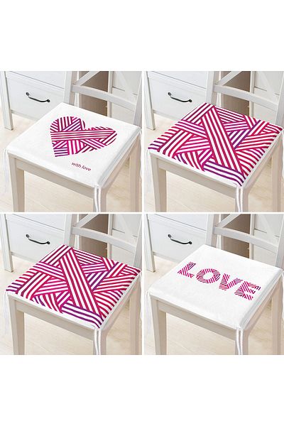 Realhomes 4-Piece Valentine's Day Concept Special Design Modern Combination Zippered Chair Cushion Set
