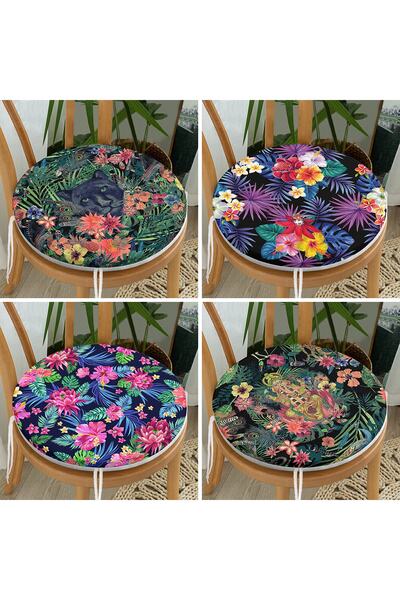 Realhomes Набір з 4 круглих стільцевих подушок з етнічним візерунком у вигляд...