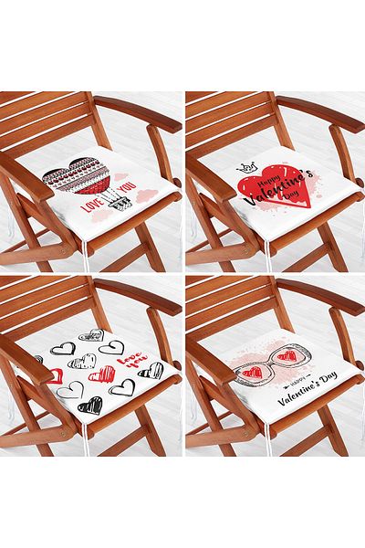 Realhomes 4-Piece Valentine's Day Concept Special Design Modern Combination Zippered Chair Cushion Set