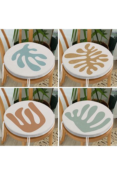 Realhomes 4-Piece Modern Round Zippered Chair Cushion Set with Onedraw Drawing on Colorful Floor