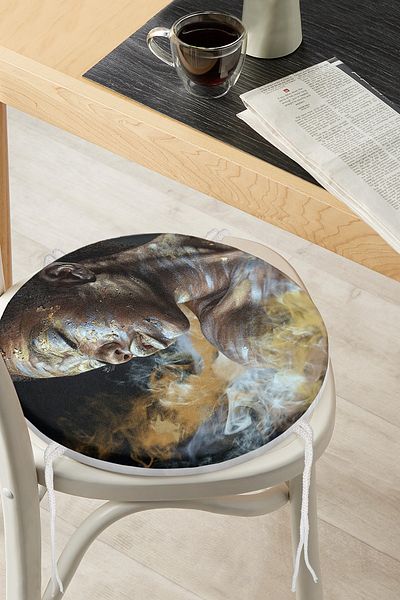 Realhomes African Woman Ethnic Patterned Digital Printed Round Zippered Chair Cushion
