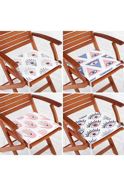 Realhomes 4-Piece Third Eye Special Designed Digital Printed Modern Zippered Chair Cushion Set