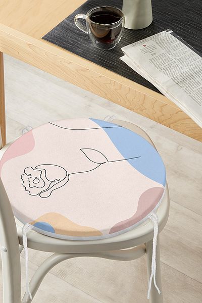 Realhomes Rose Patterned Bohemian Special Design Round Zippered Chair Cushion