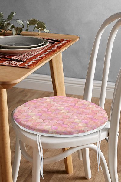 Realhomes Powder Background Ogea Patterned Special Design Modern Round Zippered Chair Cushion